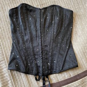 Black embroidered and sequined Charlotte Russe boned corset